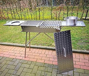 Schaschlikgrill 80x30cm V2A Edelstahl Mangal Klappbar Handarbeit Holzkohlegrill Mangal шашлычница ма