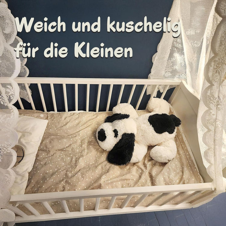 WEIGEDU Plüschhund Kuscheltier Schwarz-Weiss – Weiches Stofftier Hund 50 cm, Liegender Kuschelhund P