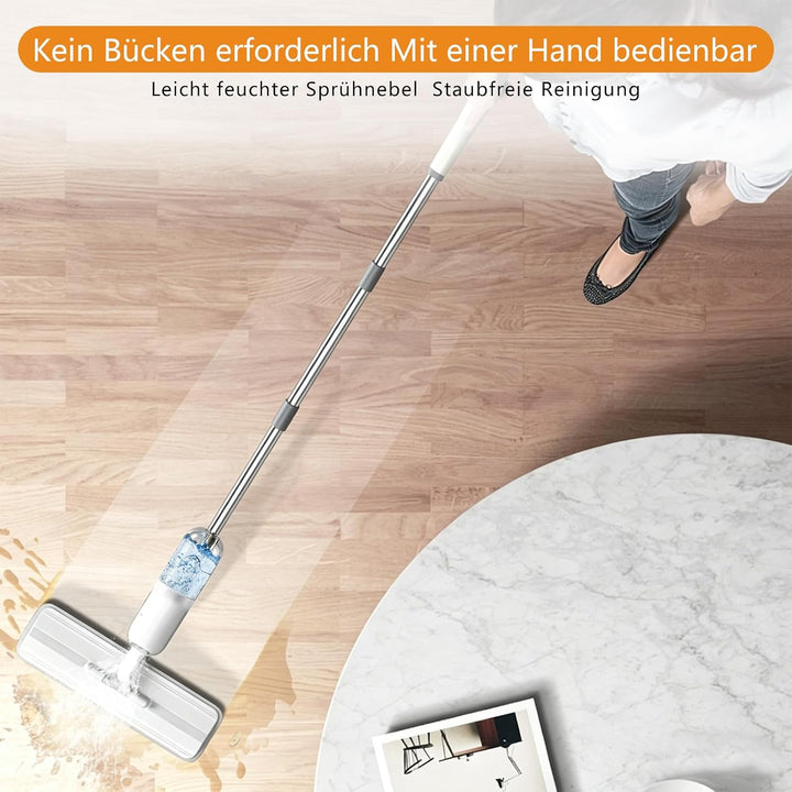 Wischmopp mit Sprühfunktion, 360° drehbarer Bodenwischer Set | Leichter Mop mit feinem Sprühnebel Wa