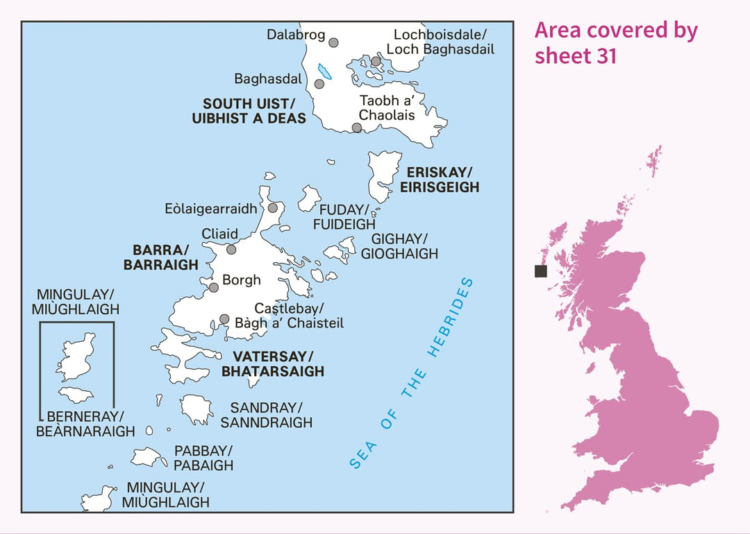 Barra & South Uist, Vatersay & Eriskay (OS Landranger Map, Band 31), Karte