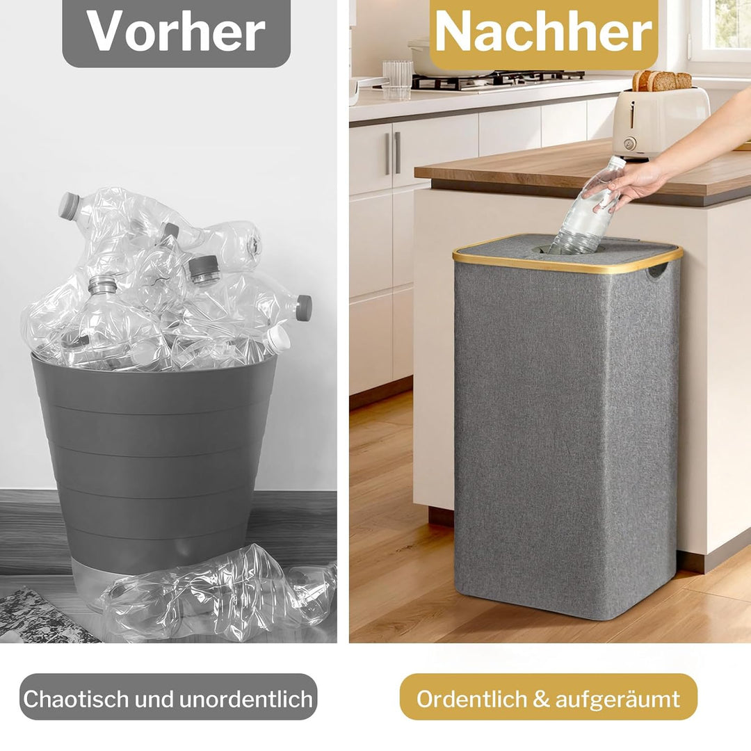 100L Pfandflaschen Sammelbehälter [INKL. TRAGETASCHE], Flaschensammler Leergut, PET Flaschen Pfandbe