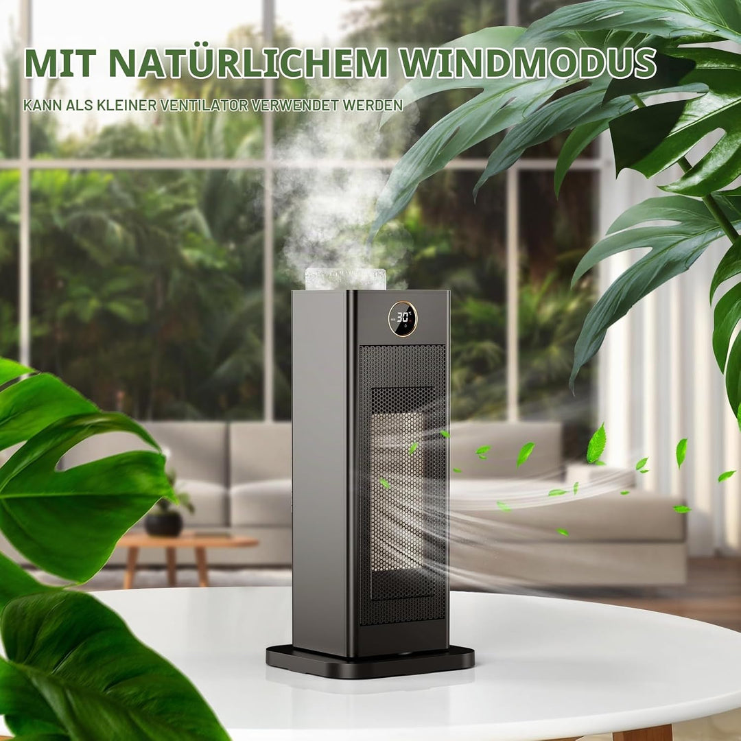 LIFERUN Heizlüfter Energiesparend Klein, Heizung Elektrisch mit Thermostat und Luftbefeuchter, 90° O