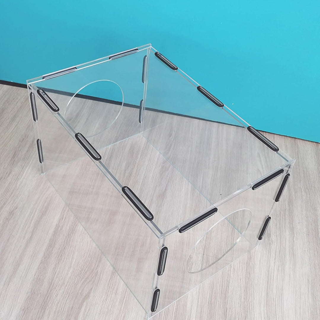 Staubbox für Tischpolierer, Hochtransparentes Acryl mit 2 Löchern, Feste Gummibandabdeckung, Handpol