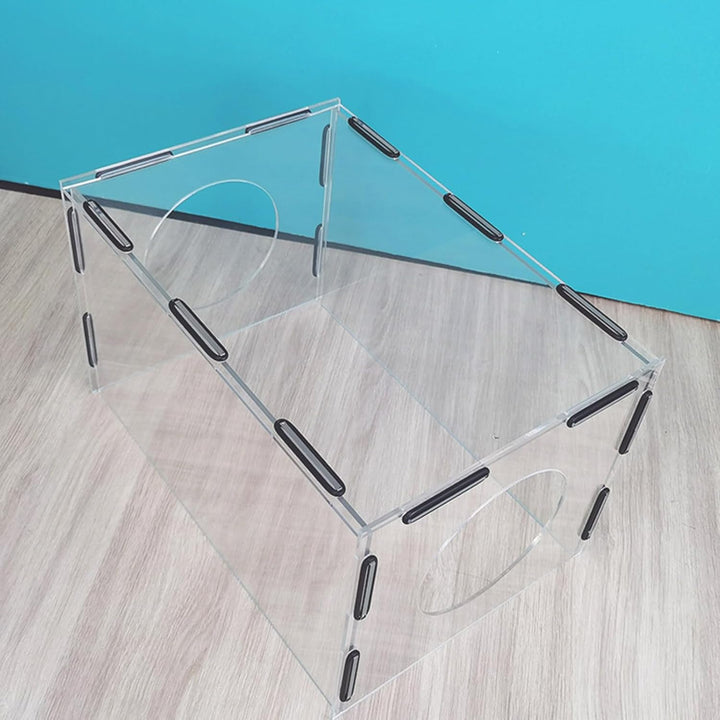 Staubbox für Tischpolierer, Hochtransparentes Acryl mit 2 Löchern, Feste Gummibandabdeckung, Handpol