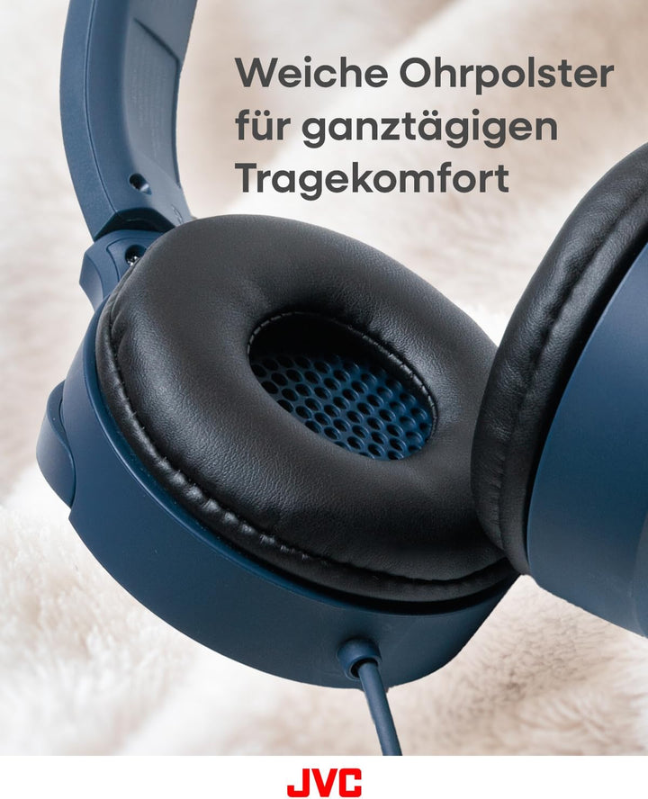 JVC HA-S33UC-A USB-C On-Ear-Kopfhörer, weiche Ohrpolster, faltbar, mit Mikrofon & 3-Tasten-Fernbedie