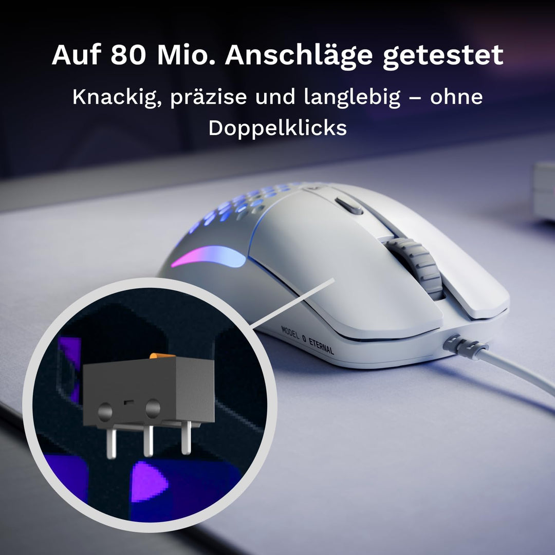 GLORIOUS Model O Eternal ultraleichte RGB-Gaming-Maus – Kabelgebunden – nur 55 g – benutzerdef. RGB-