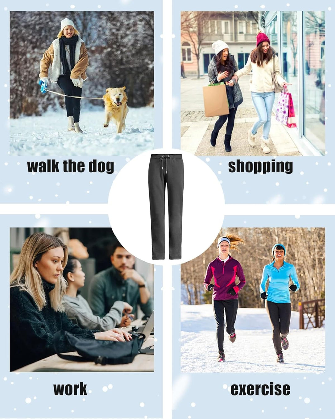 Yutdeng Freizeithose Warme Jogginghose Damen Gefütterte Fleece Winter Sporthose Lang Fleecehose Casu