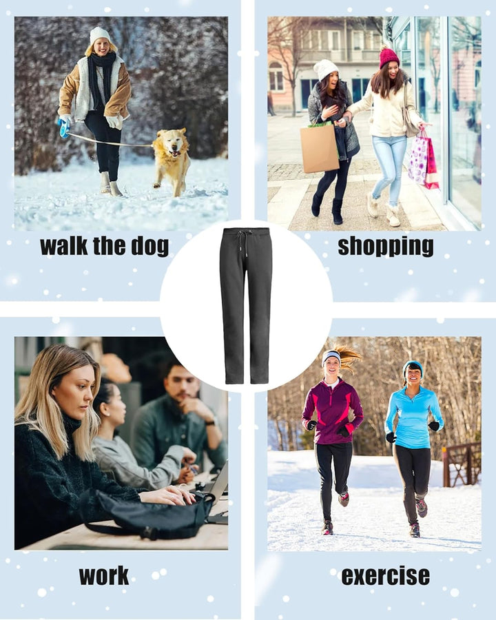 Yutdeng Freizeithose Warme Jogginghose Damen Gefütterte Fleece Winter Sporthose Lang Fleecehose Casu