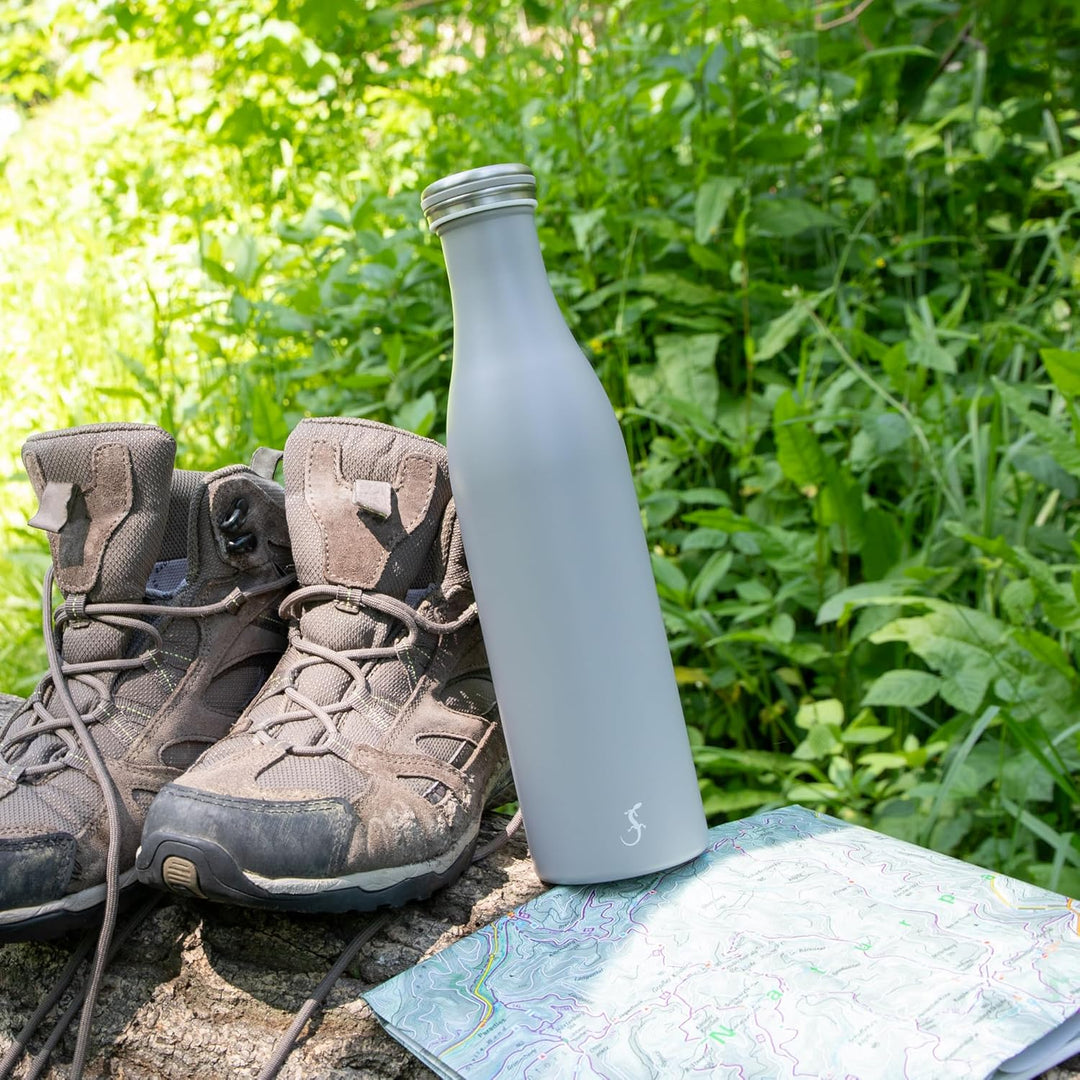 LURCH Edelstahl-Isolierflasche 0,75 l in Jura grey - Perfekt für jede Aktivität, Jura Grey