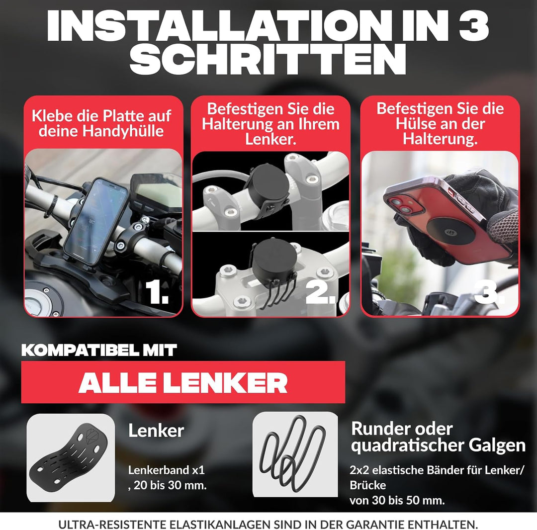 Shapeheart französische Innovation, magnetische Motorrad-Telefonhalterung mit extradünner, Metallpla