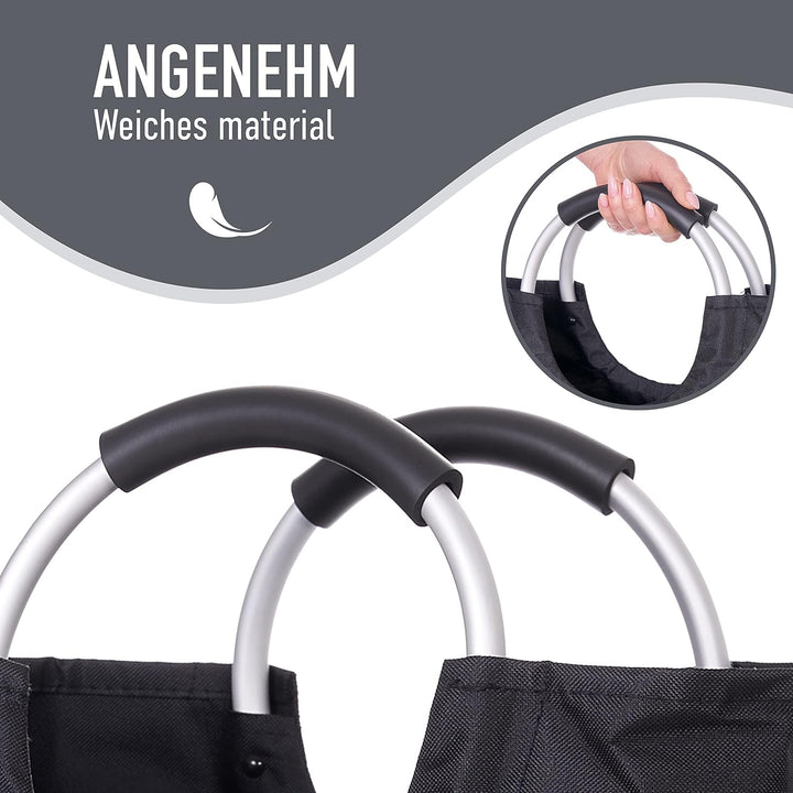 WELLENBORG® 2er Set Faltbarer Wäschekorb faltbar gross - Dunkler Wäschesammler wasserdicht Wäschesac