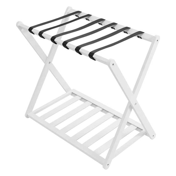 Kofferständer Klappbar, 2 Stück Gepäckträger aus Bambus - 64 x 39 x 58cm, 2 Ablagen Kofferablage für