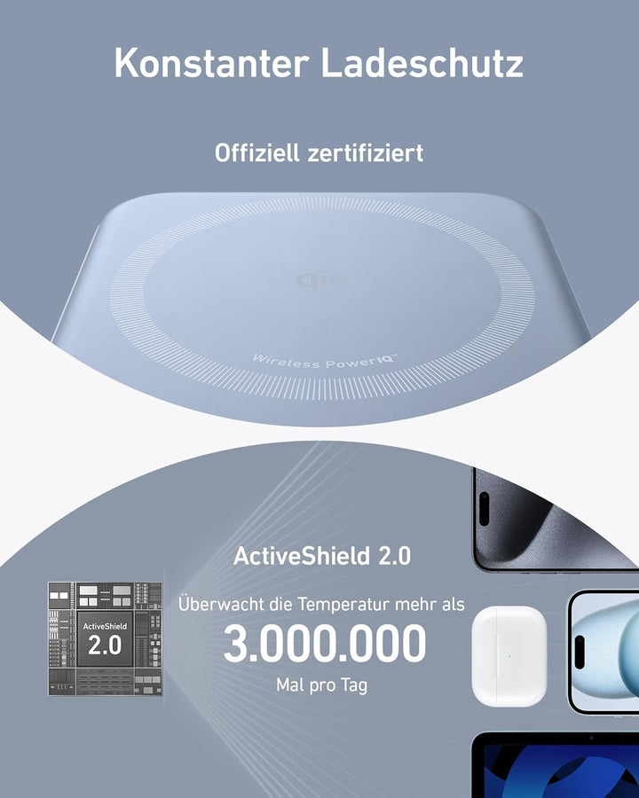 Anker MagGo Power Bank, Qi2-zertifiziertes 15W schnelles MagSafe-kompatibles mobiles Ladegerät, 10.0