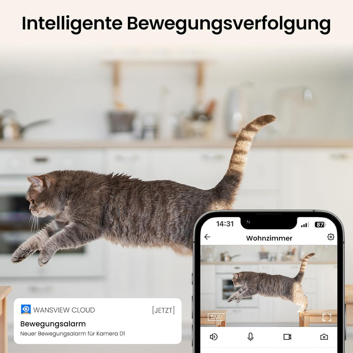 Cinnado 5MP Babyphone mit Kamera - 5G/2,4GHz Überwachungskameras Innen, WLAN Kamera Indoor, 360 Grad