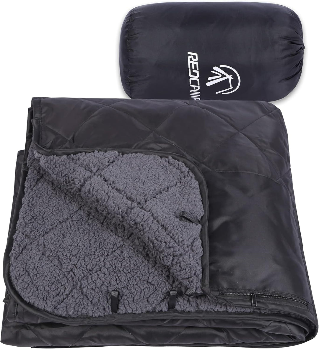 REDCAMP wasserdichte Camping Decke mit Sherpa-Futter, Thermo Gross Stadiondecke, Warm Outdoor Decke