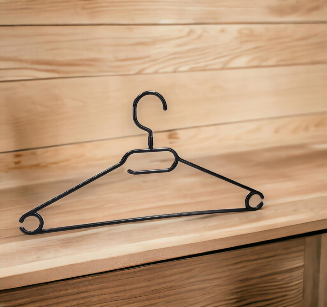 20 x Kleiderbügel schwarz Plastik VonBueren | mit 360° Drehhaken | platzsparend | 100% Recyclingkuns