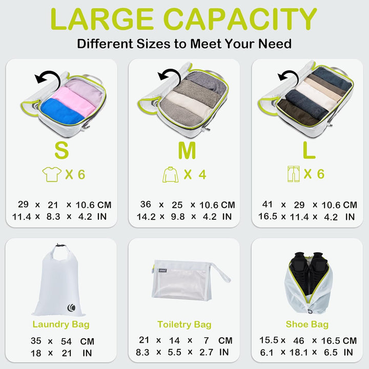 Cipway Kompression Koffer Organizer Set für Rucksack ，Ultraleichte Packtaschen Compression Packing C