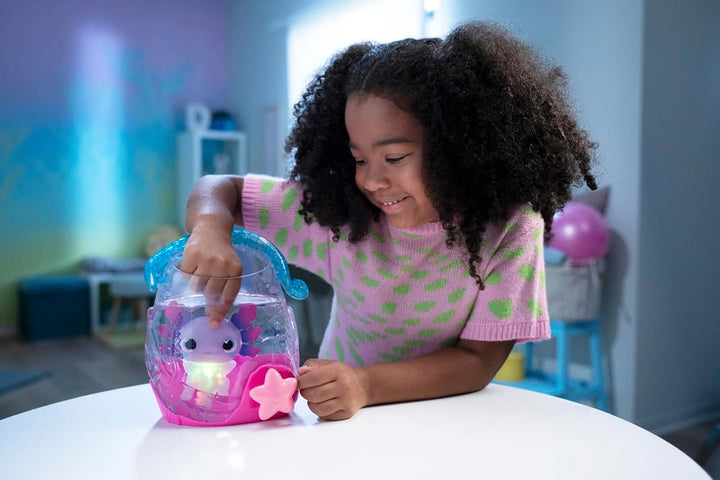 ANIMAGIC - Let's Glo Axolotl Aquarium - Interaktives Spielzeug für Kinder ab 4 Jahren - Zum Tragen d