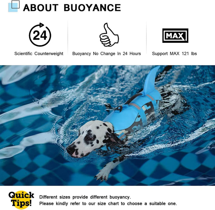 CITÉTOILE Schwimmweste Hunde Hai, Leicht und Sicher für Wassersport, hundeschwimmweste mit Griff und