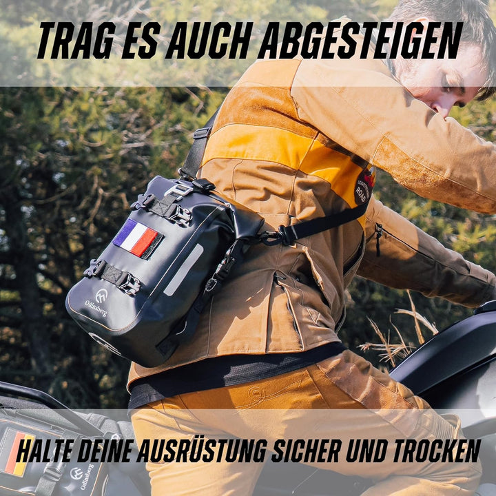 Odinsberg 7L Wasserdicht Hecktasche Motorrad | Sturzbügeltasche, Satteltasche, Sissybar Tasche, Seit