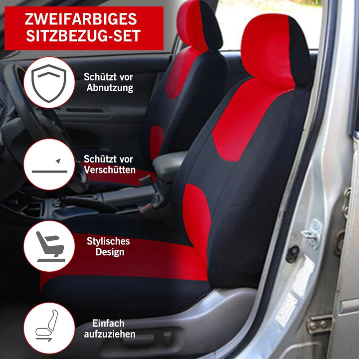Universal Autositzbezüge Set Atmungsaktiv Strapazierfähig Waschbar 5-Sitze Schonbezüge für Vordersit