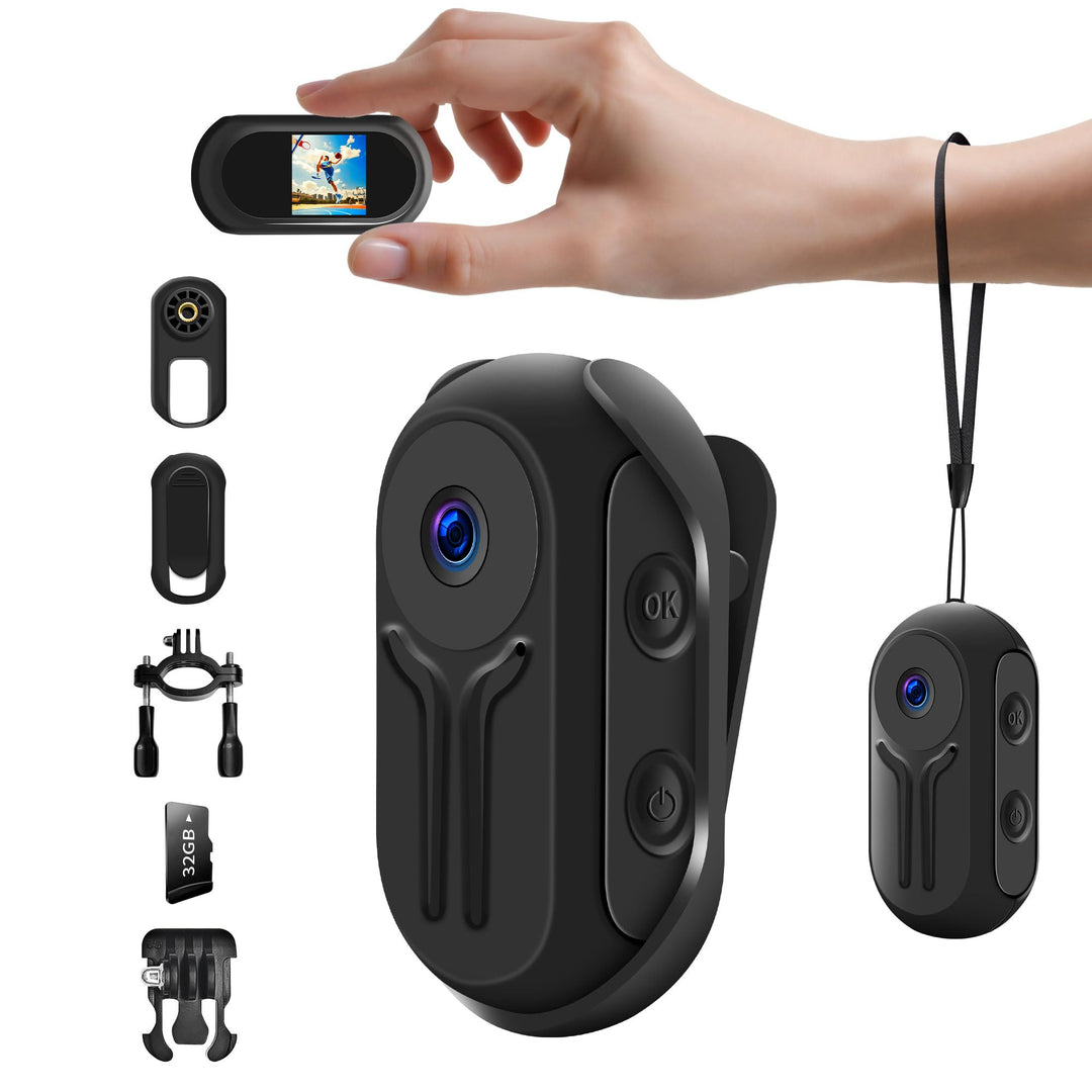 360° Action Kamera, 1080P Wearable Actionkameras, Mini Bodycam Körperkamera, Motorrad Sportkamera mi