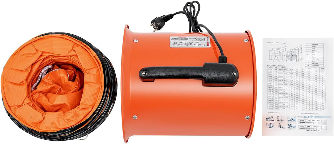Axialgebläse 294Pa Ventilator Rohrventilator 2800/3300rpm Windmaschine 43m³/min 320W Mit 10M Schlauc