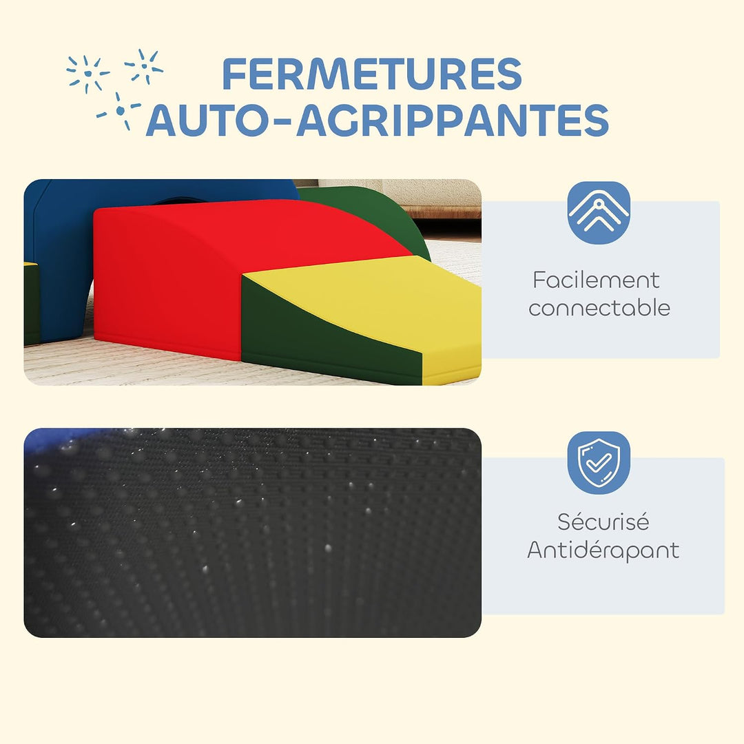 AIYAPLAY Baby-Krabbelkurs 5 Teile, Eva-Schaumstoff-Module, Mehrfarbig | PU-Bezug, Schaumstoff-Bauste