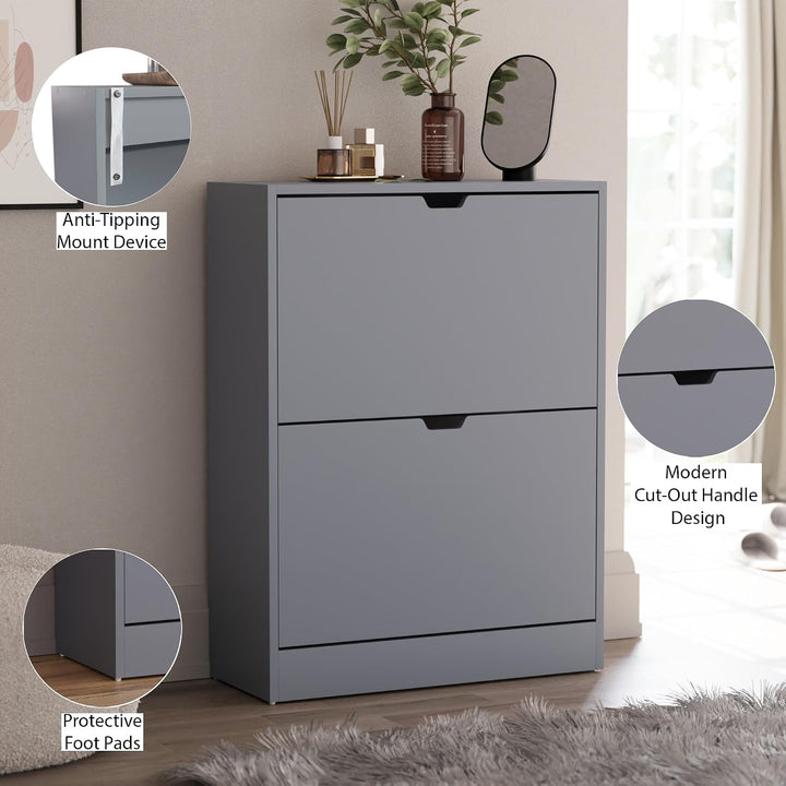Vida Designs Schuhschrank, Grau, 80H x 60W x 24D, Grau