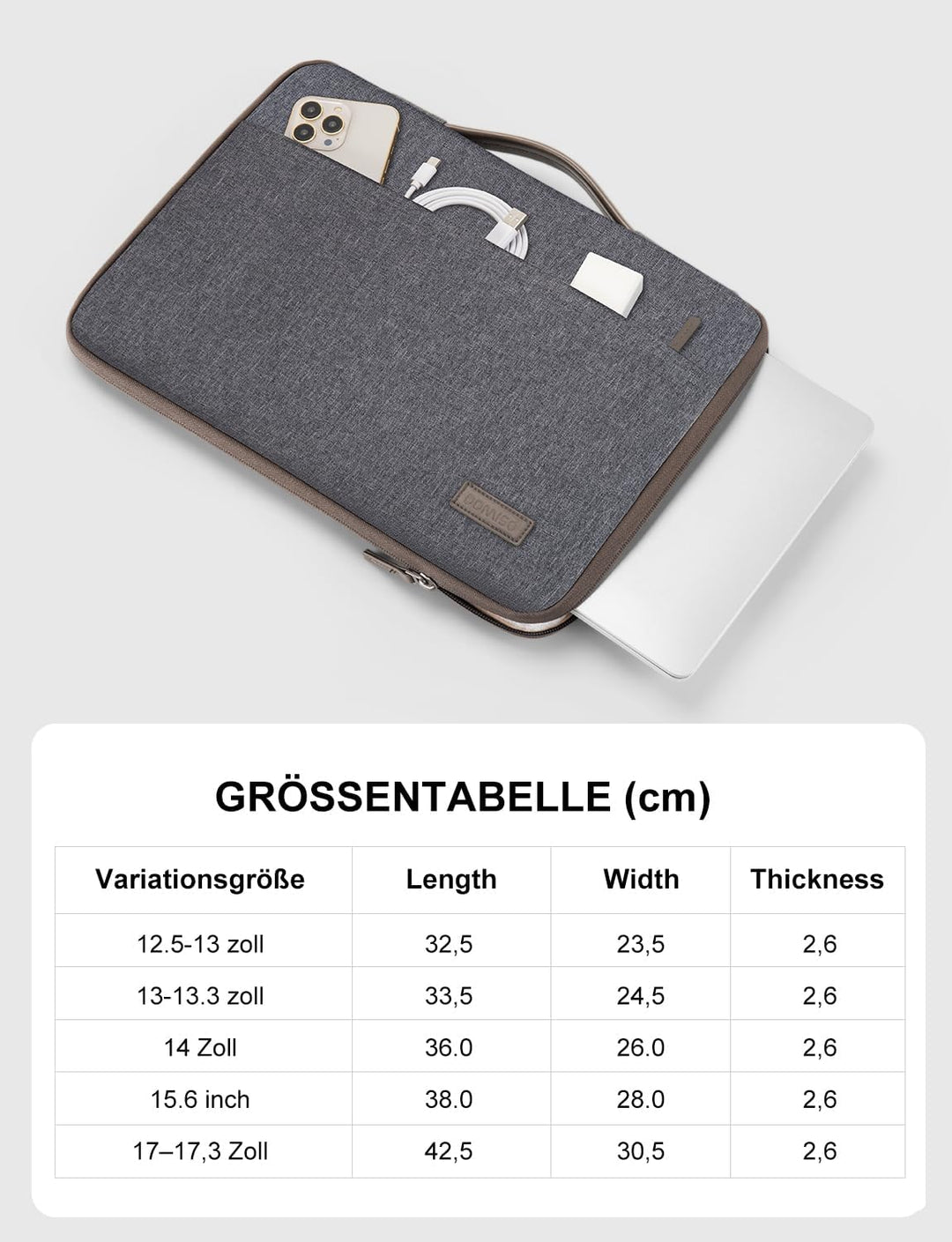 DOMISO Tasche Hülle für 14 Zoll Notebook Laptop Sleeve Case Wasserdicht Laptophülle Schutzhülle für