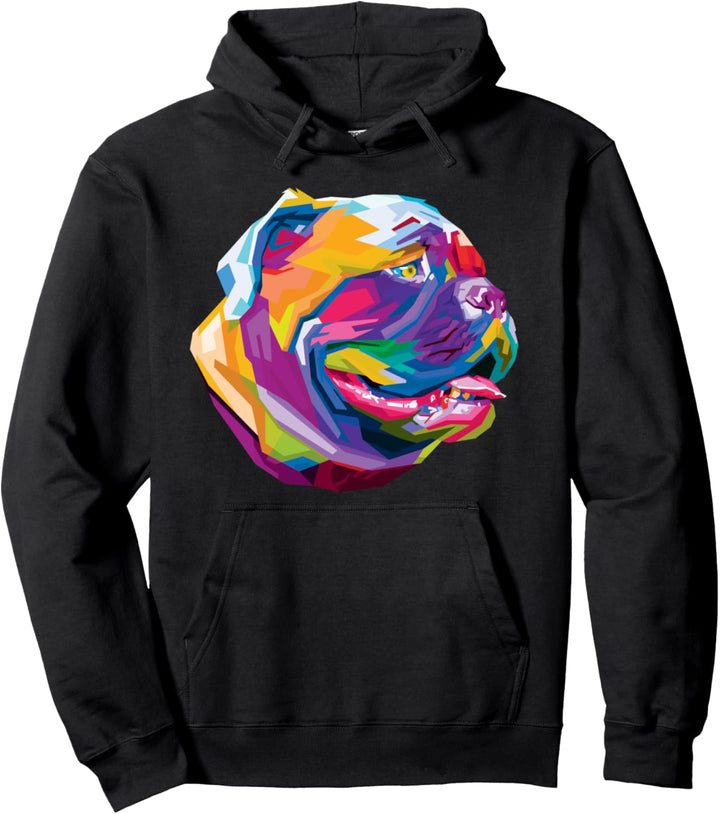 Bunte Bulldogge Niedlich Geometrischer Hund Pop-Art-Stil Ges Pullover Hoodie