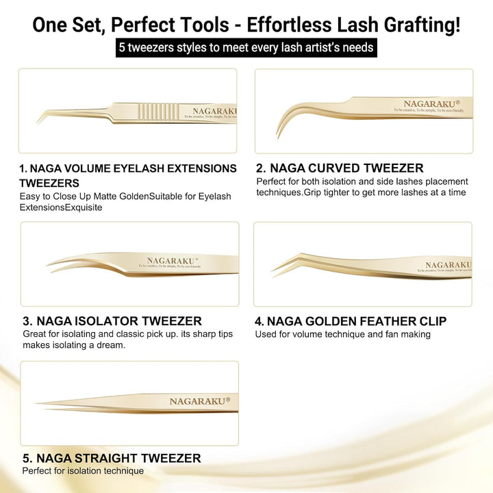 NAGARAKU Wimpernpinzette für Wimpernverlängerung Professionelle Präzisionspinzette Volume Eyelash Ed