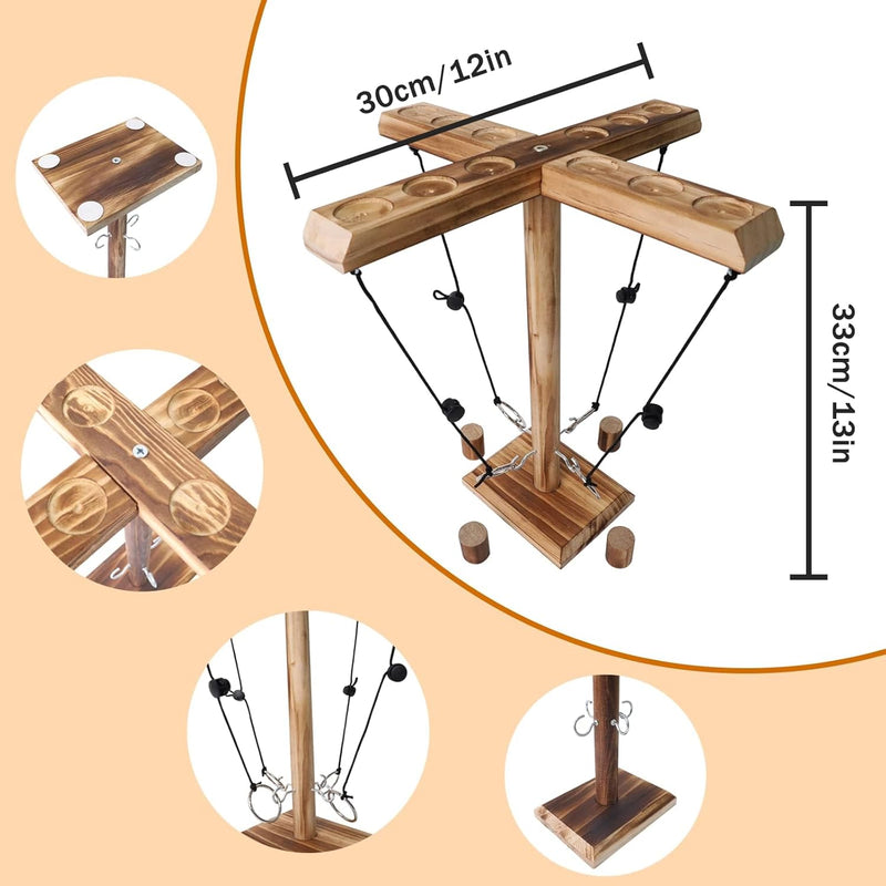 Hook Ringwurfspiel für Erwachsene, ZAKVOP Tik Tok Toy Haken- und Ringwurf-Kampfspiel für 4 Spieler,