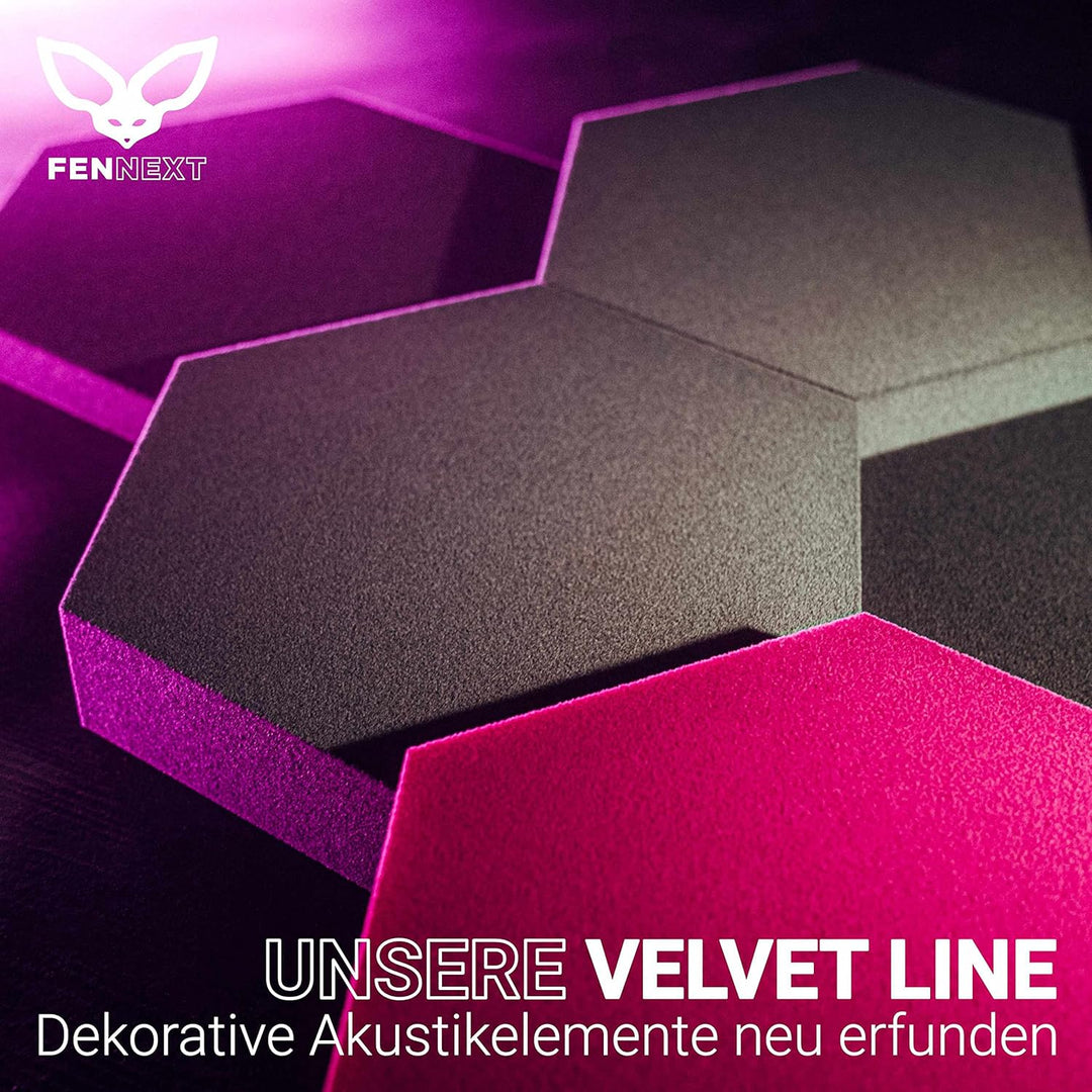 FENNEXT ® Velvet Schallabsorber Wand - Dekorative Hexagon Akustikpaneele für Gaming, YouTube Studio,