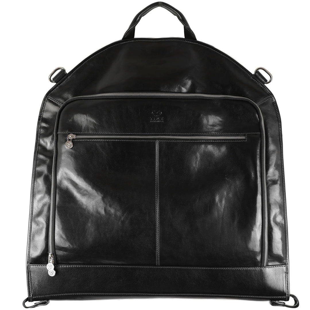 Leder Kleidersack Anzug Duffel Slim Handgepäck Kleiderschutztasche - Time Resistance Schwarz, Schwar