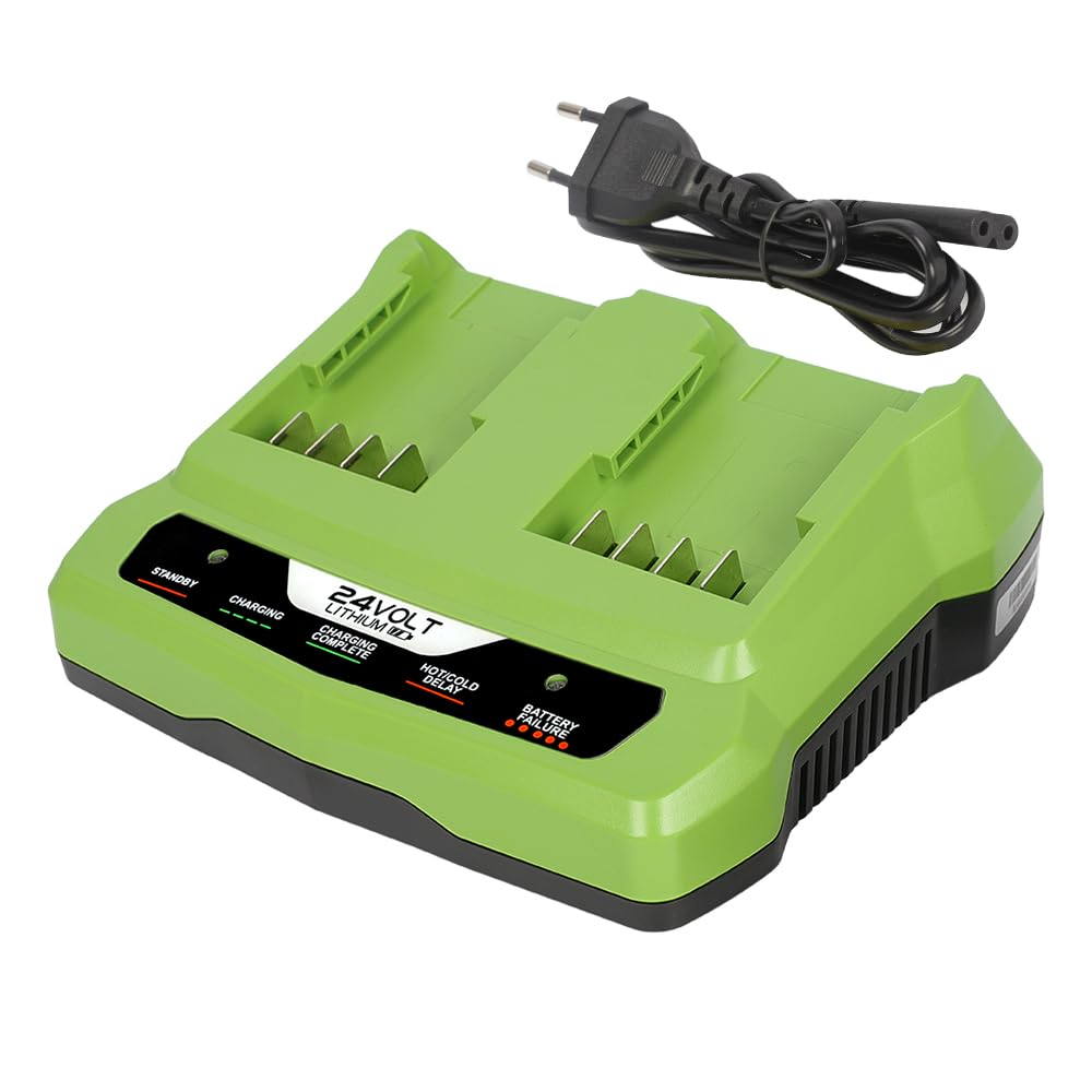 24V Dual Port Ladegerät kompatibel mit Greenworks 24V Batterie 29842 29852 BAG708 BAG709 BAG710 BAG7