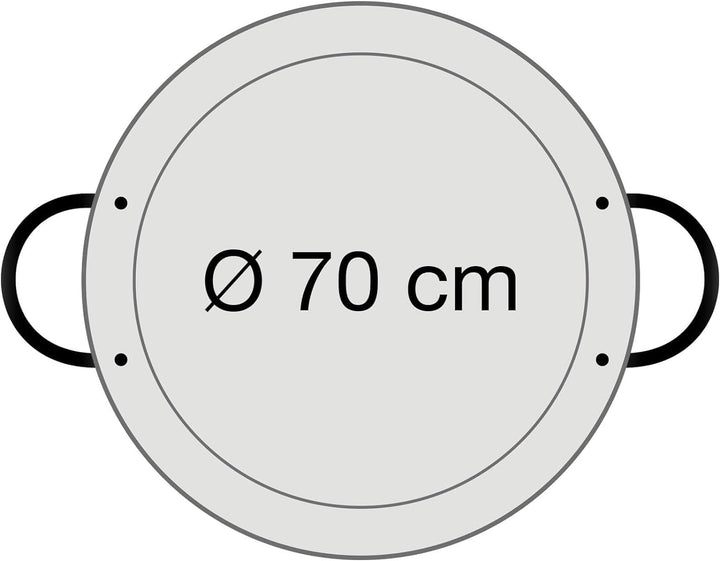 Paellapfanne, Stahl poliert, 70 cm Durchmesser, das Original aus Spanien von Paella World