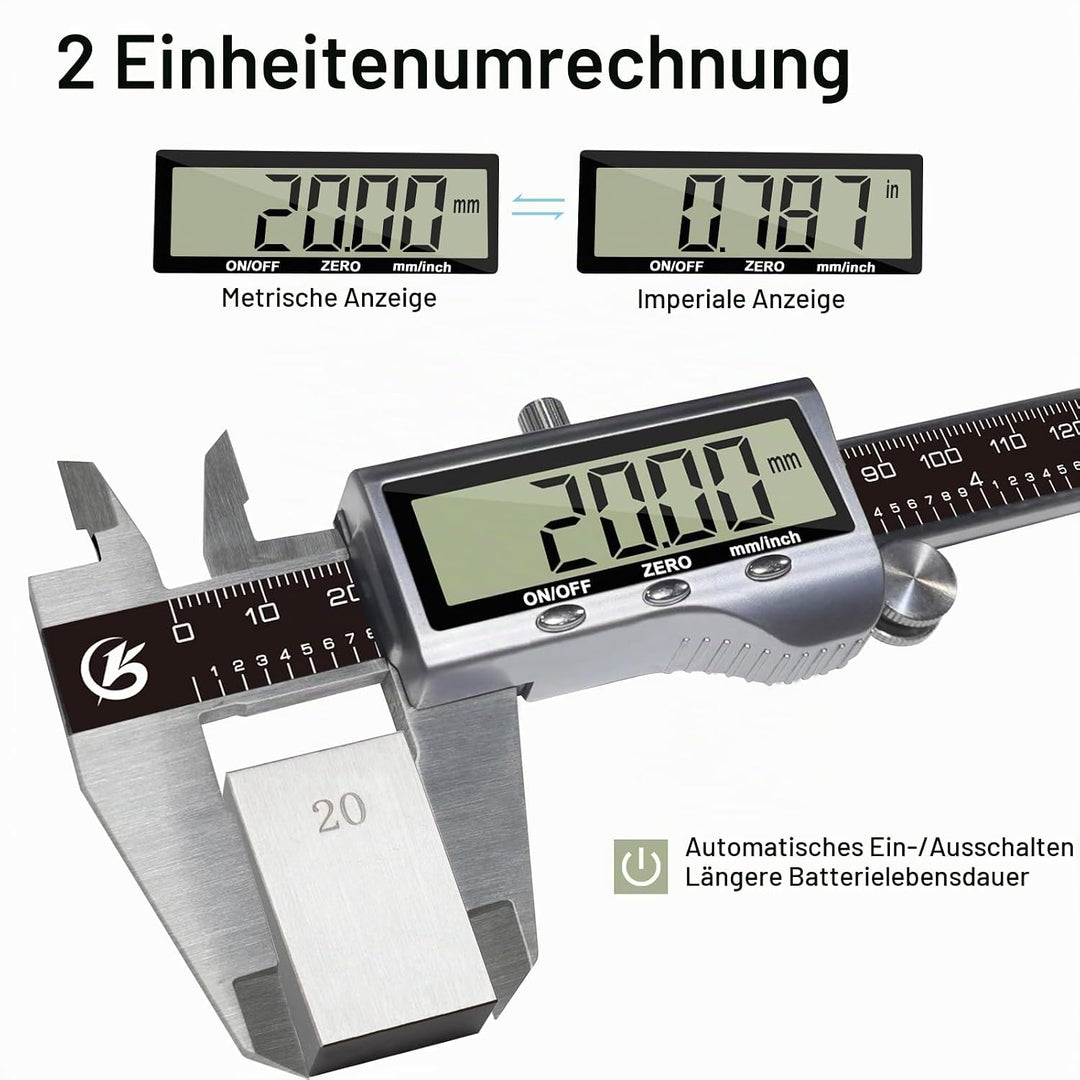 KETOTEK Messschieber Digitale, 150mm Schieblehre Digital Edelstahl mit Grossem LCD Display, Messlehr