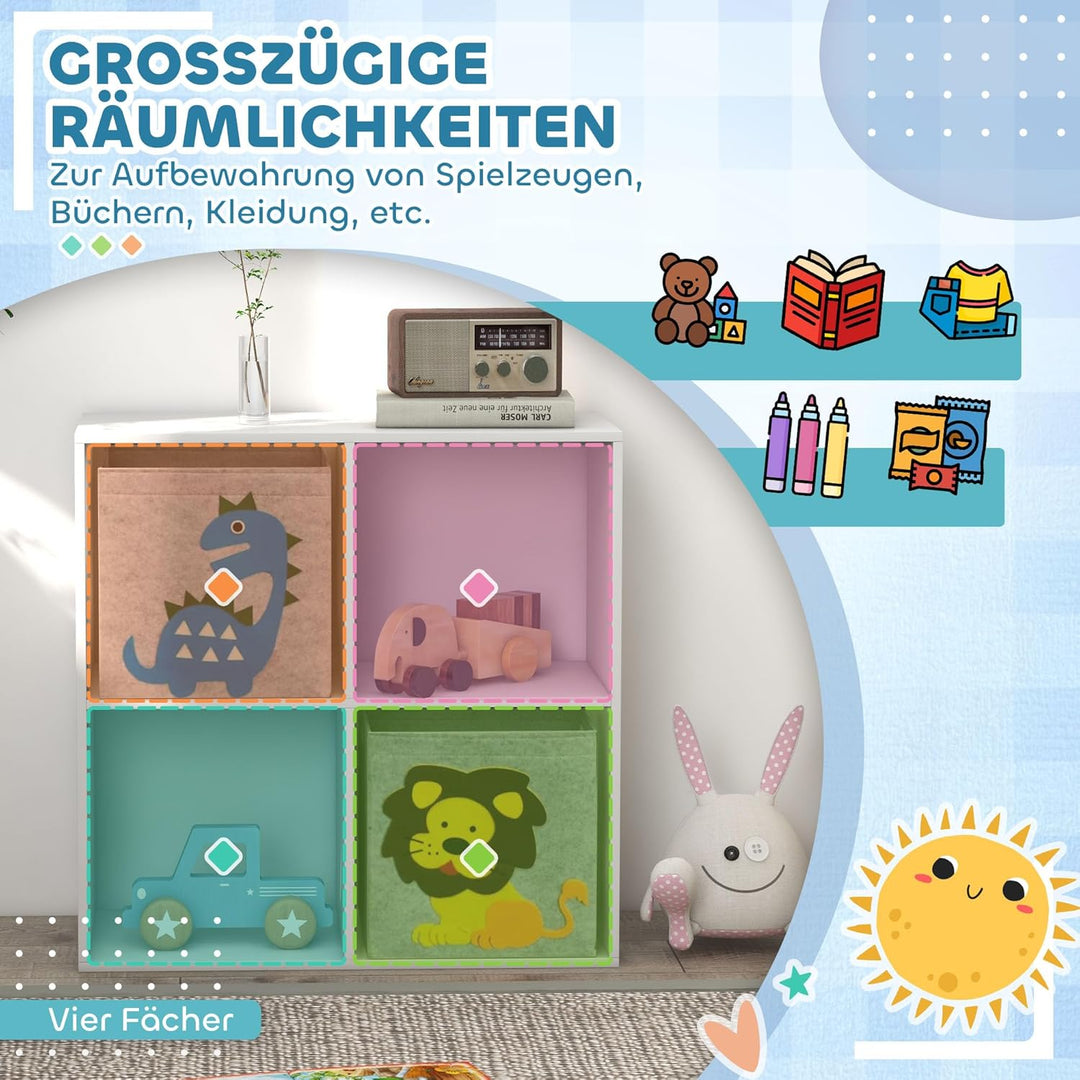ZONEKIZ Kinderregal Bücherregal für Kinder Spielzeug-Organizer Kinderzimmerregal mit 2 Aufbewahrungs
