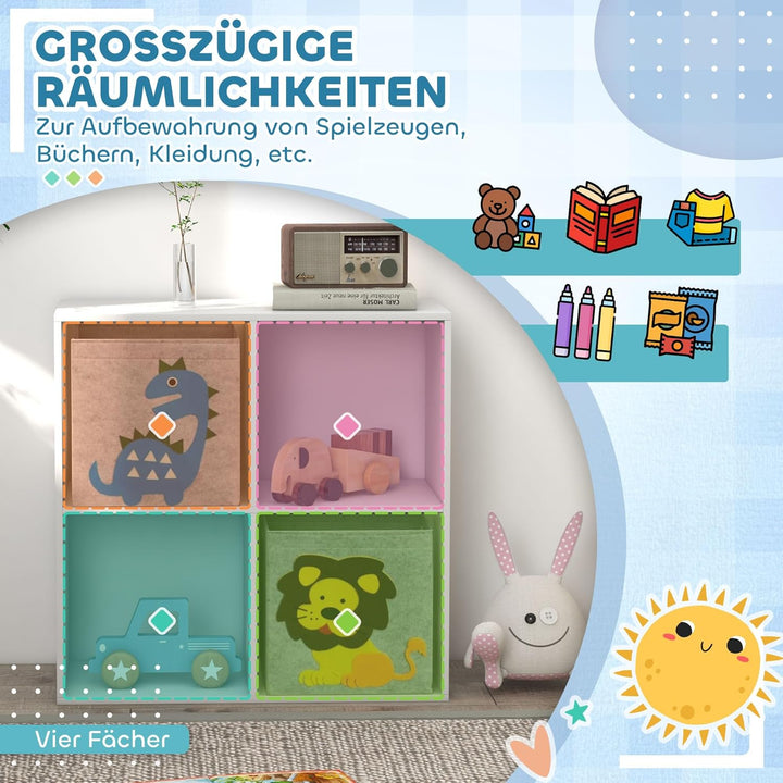 ZONEKIZ Kinderregal Bücherregal für Kinder Spielzeug-Organizer Kinderzimmerregal mit 2 Aufbewahrungs