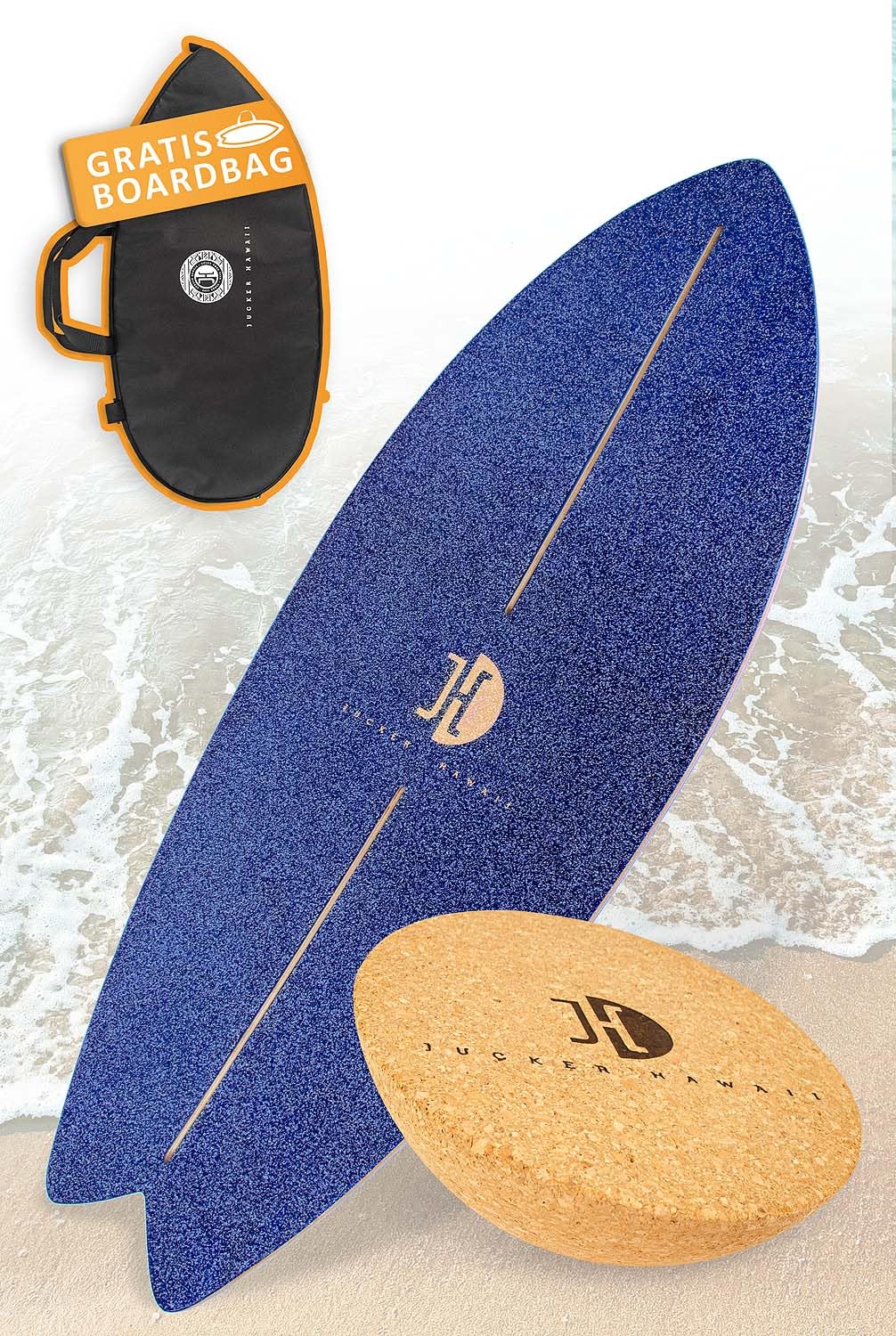 JUCKER HAWAII Balance Board Ocean Rocker | Balanceboard mit Rocker Shape (100% Echtholz) und extra r