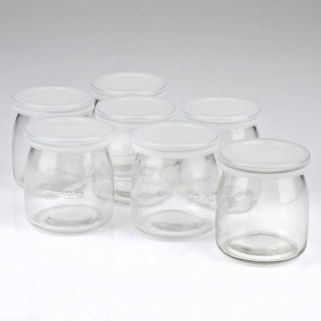 Girmi YG03 Joghurtbereiter, Betriebstemperatur 42–50°C, 7 Glasbehälter à 180ml, Transparenter Deckel