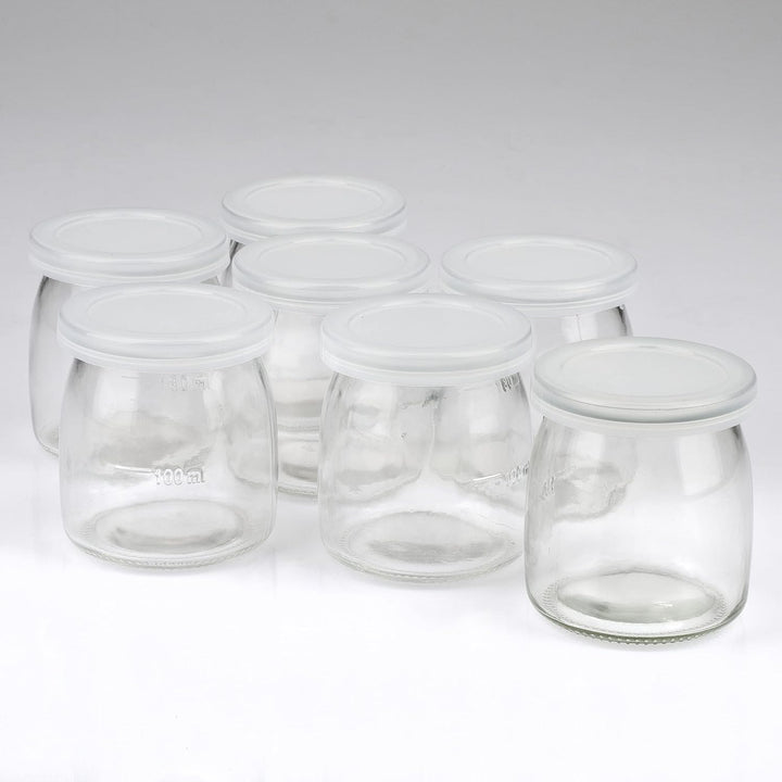 Girmi YG03 Joghurtbereiter, Betriebstemperatur 42–50°C, 7 Glasbehälter à 180ml, Transparenter Deckel
