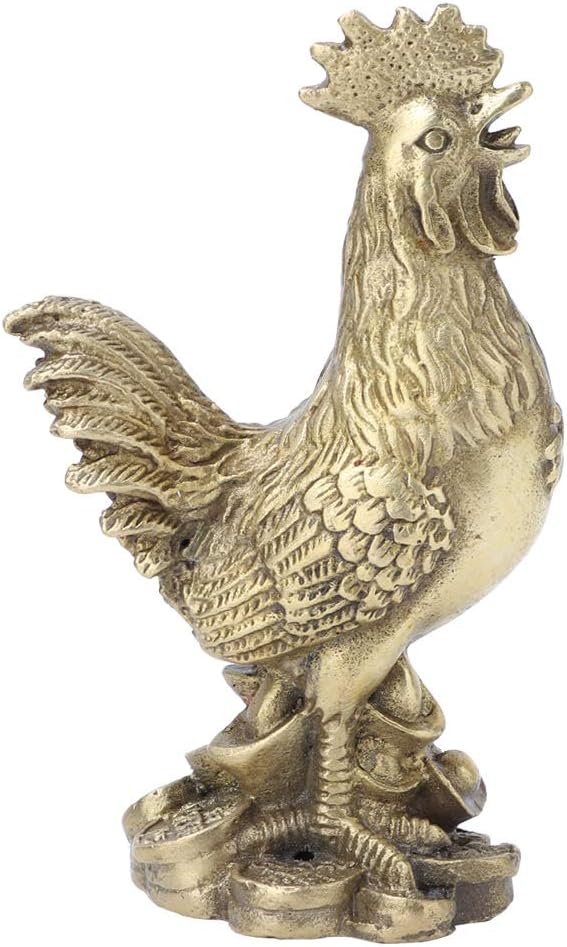 Reine Messing Hahn Skulpturen Feng Shui Ornament, Glück Reichtum Huhn Ornamente Hahn Huhn Feng Shui