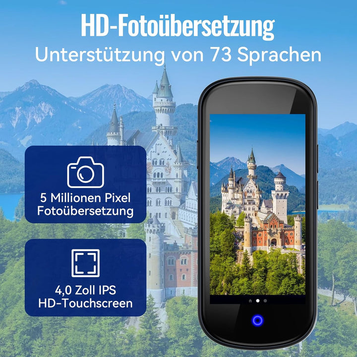 SKARA Sprachübersetzer Gerät ohne Internet, Echtzeit Übersetzer mit Sprachausgabe, 137 Sprachen & Ak