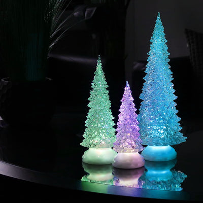 Tronje LED Christbaum 37cm Weihnachtsbaum mit Timer USB Tannenbaum beleuchteter Acrylbaum Wechselfar