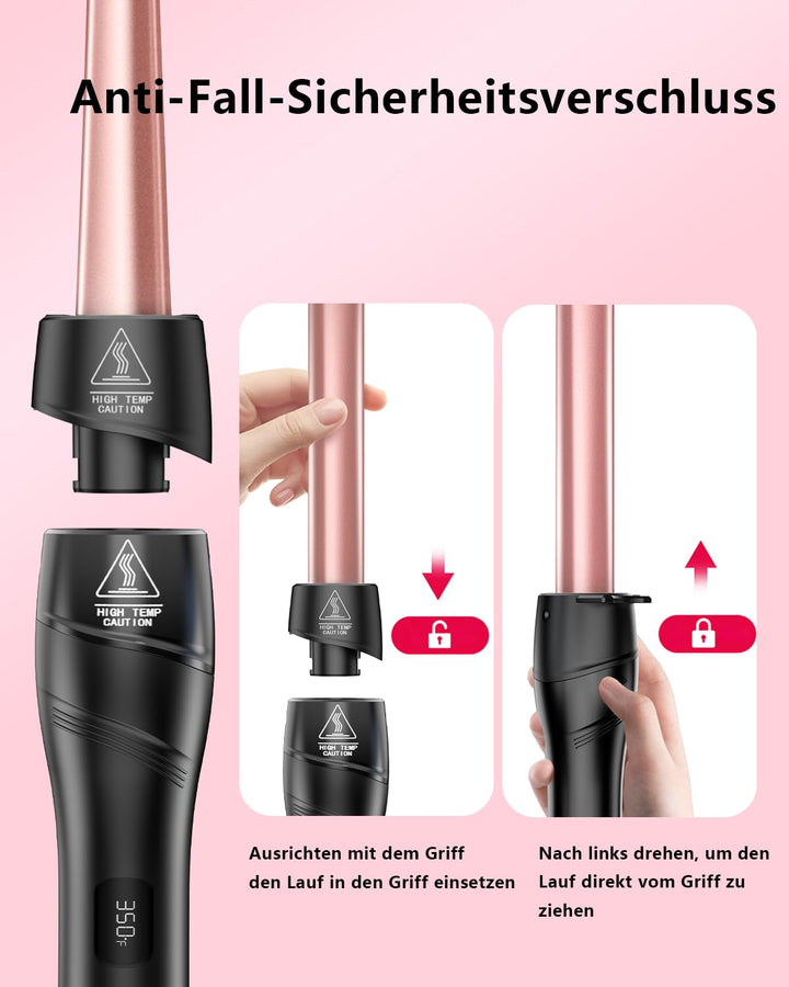 6 in 1 Lockenstab &amp; Schnellaufheizendes Lockenstab-Set mit 6 austauschbaren Keramik-Barrels, schnell