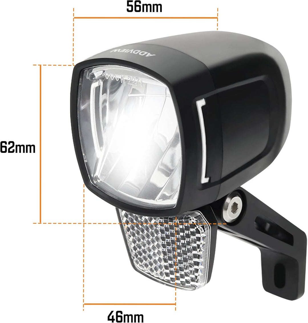 E-Bike Frontlicht 170 Lux Hammer E170 – LED Fahrradlampe, StVZO & ECE zugelassen, Aluminium/ABS Gehä