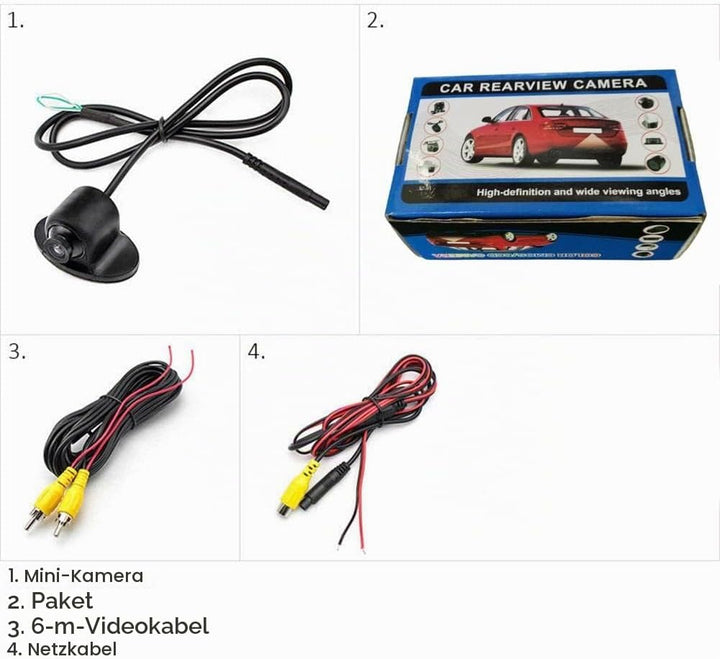 KIMISS 12V Mini-Autokamera, 360 ° Rotationskamera CCD Coms HD Nachtsicht Auto Rückfahrkamera Rückfah