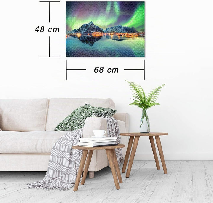 Ulmer Puzzleschmiede - Puzzle „Lichtertanz des Nordens“ - klassisches 1000 Teile Puzzle – norwegisch